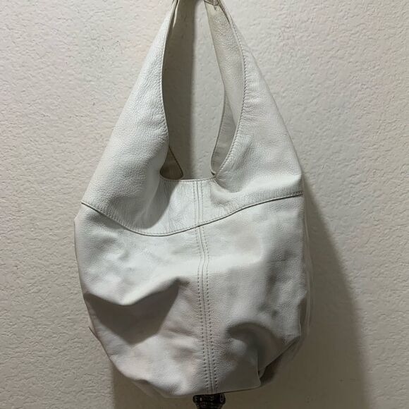 JIMMY CHOO HOBO SHOULDER BAG-LARGE-WHITE LEATHER BOTTOM JEWELED ACCENT UNIQUE - Picture 4 of 16